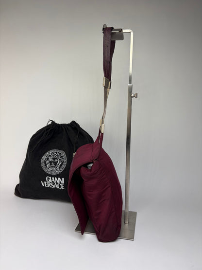 Vintage Gianni Versace Structured Satin Shoulder Bag Burgundy