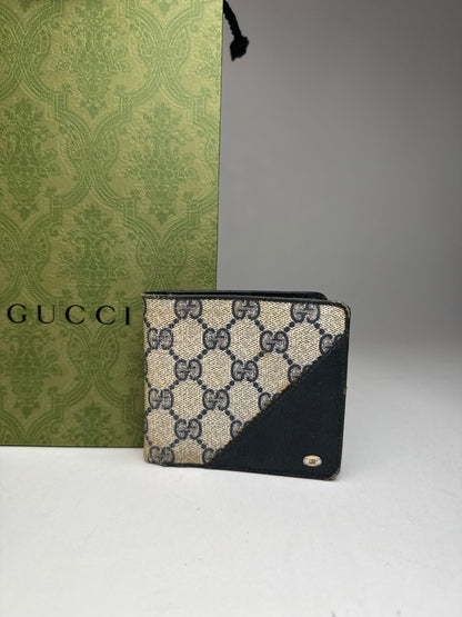 Vintage Gucci Ophidia Monogram Leather wallet navy gray