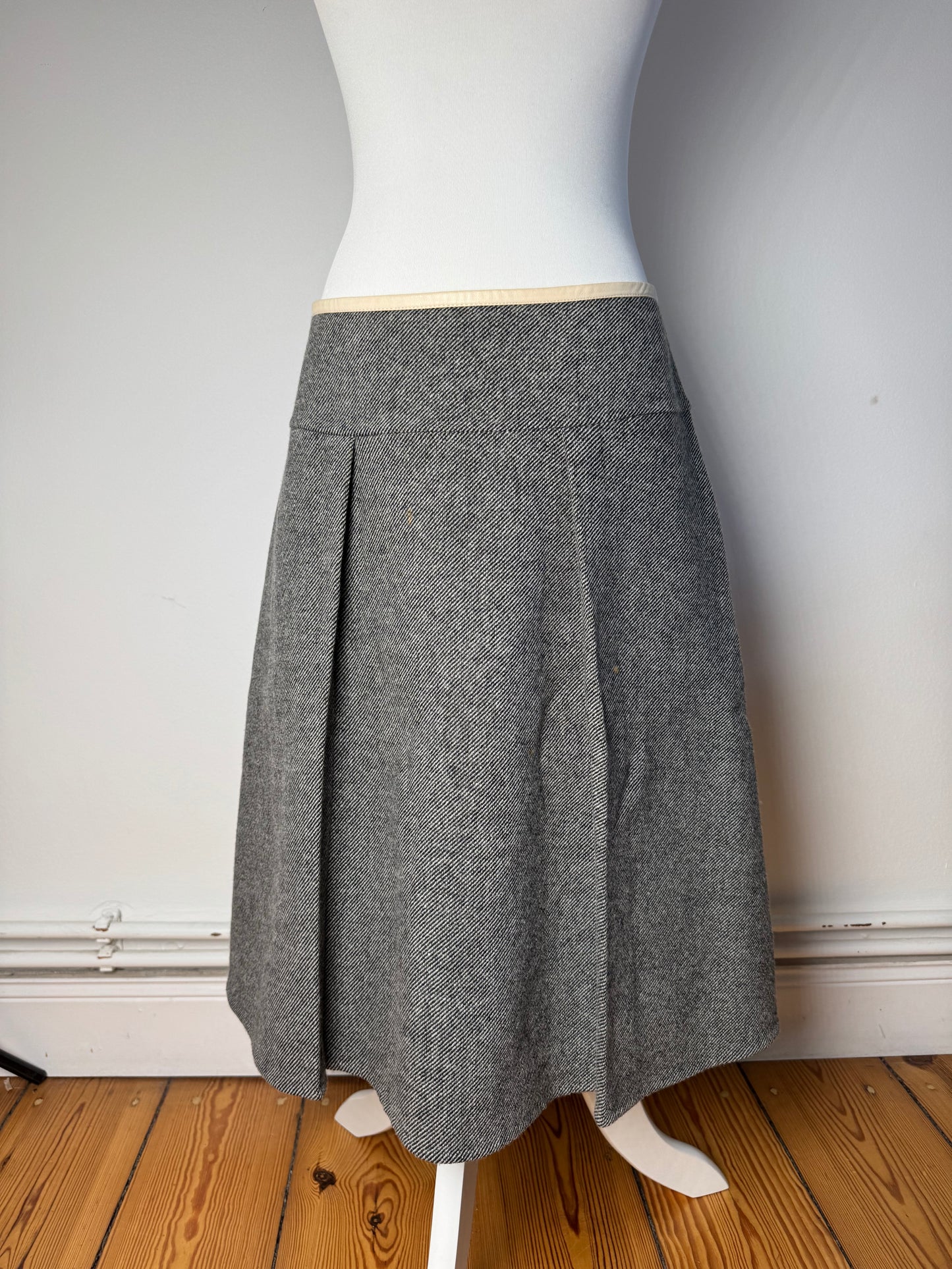Vintage Celine Paris Wool Skirt checked grey 40/L