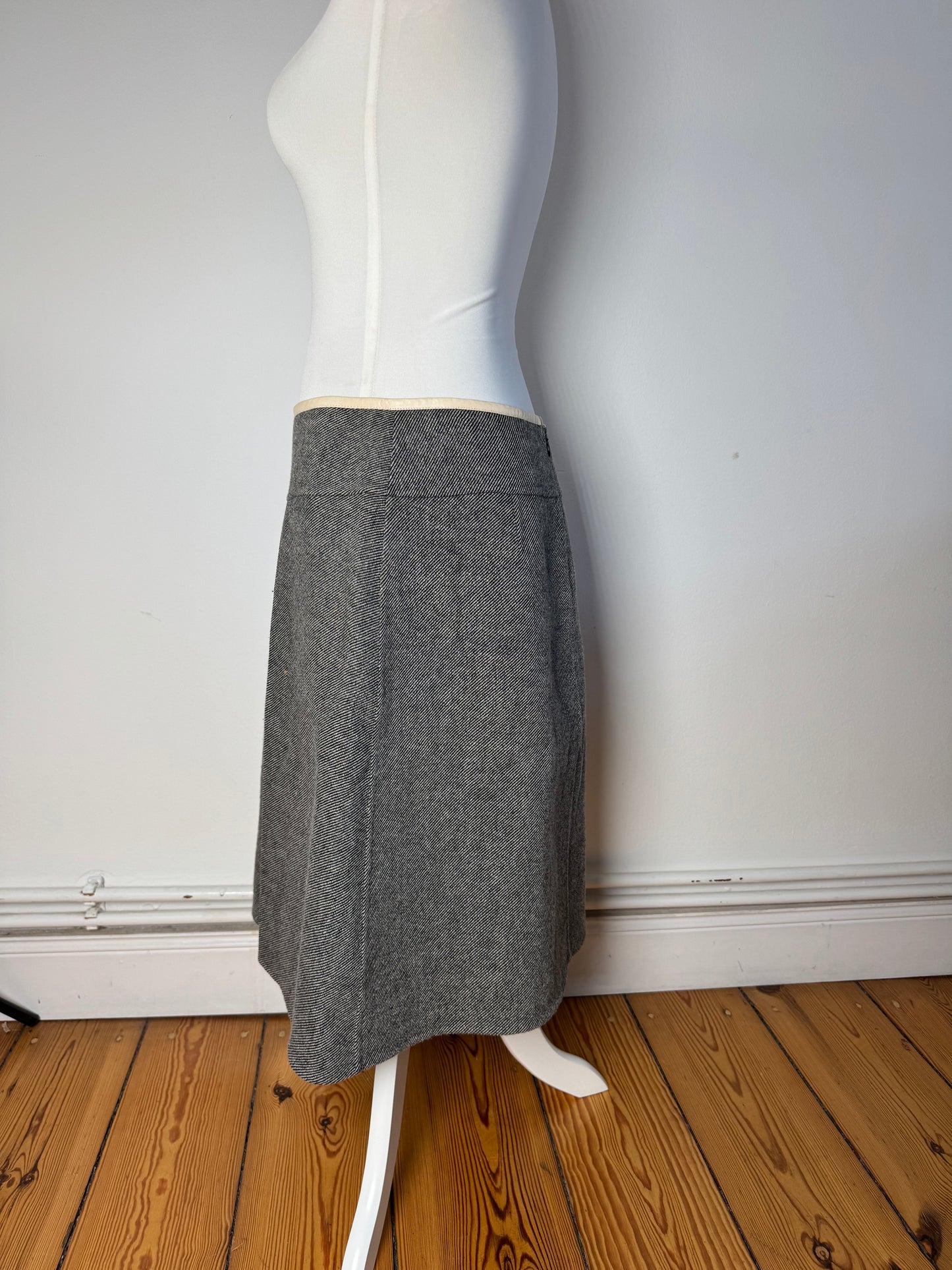 Vintage Celine Paris Wool Skirt checked grey 40/L