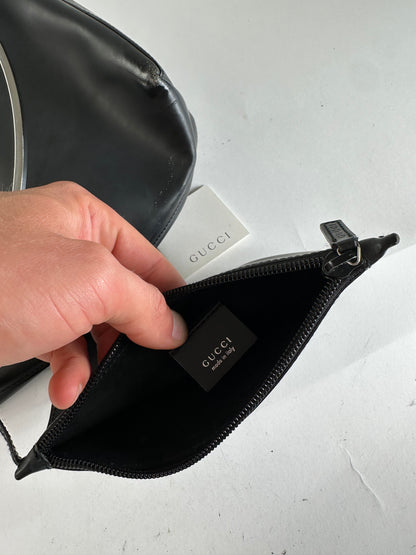 Vintage Gucci Soft Leather Shoulder Bag Y2K Black Silver