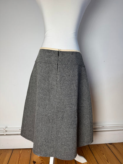 Vintage Celine Paris Wool Skirt checked grey 40/L