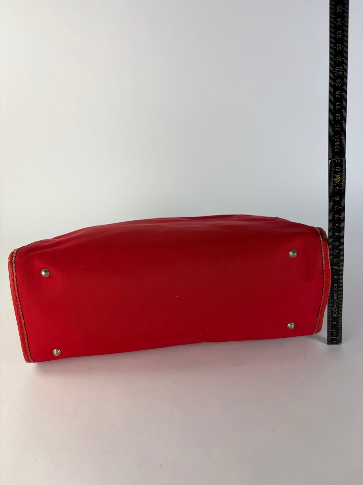 Vintage Burberry Canvas Plaid Trim Tote Red