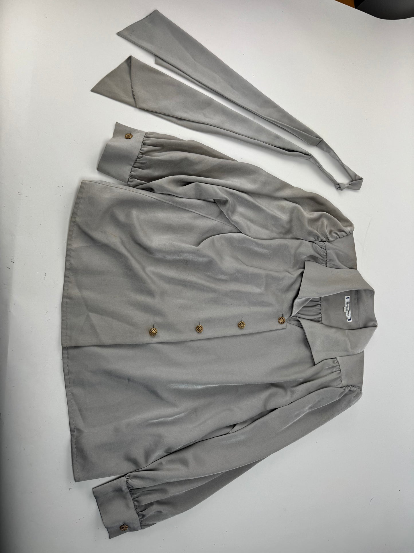 Vintage Yves Saint Laurent Silk Blouse silver 38/M