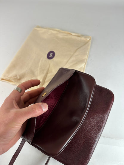 Vintage Cartier Leather Shoulder Bag Burgundy