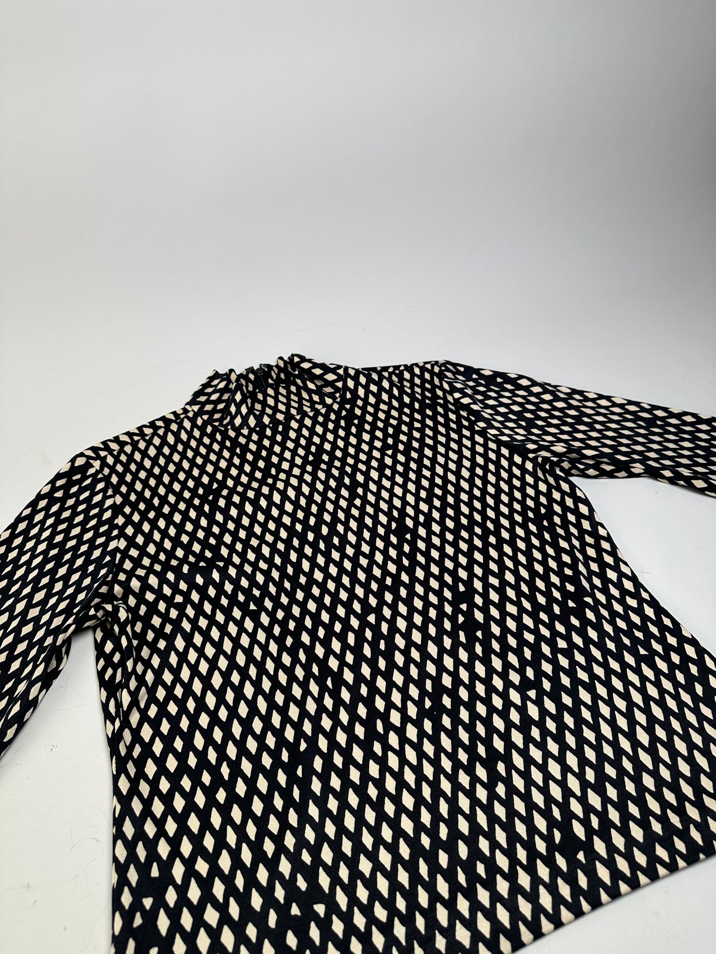 Vintage Balenciaga Diamond Pattern Top Navy Cream M