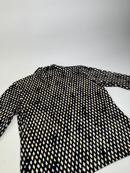 Vintage Balenciaga Diamond Pattern Top Navy Cream M