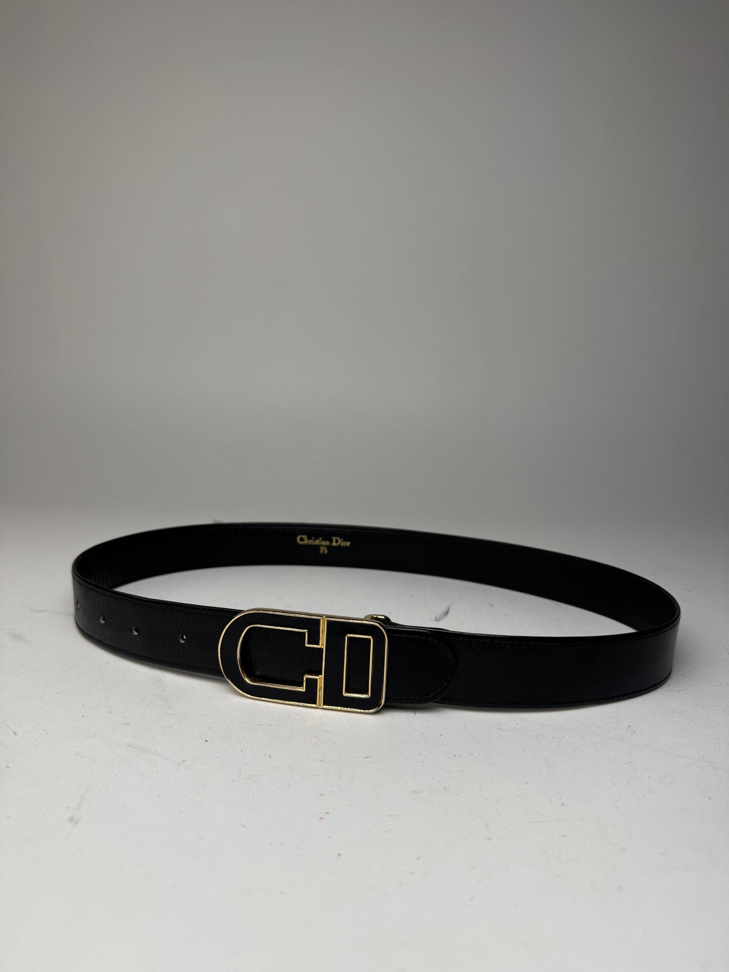 Vintage Dior Leather Belt Black