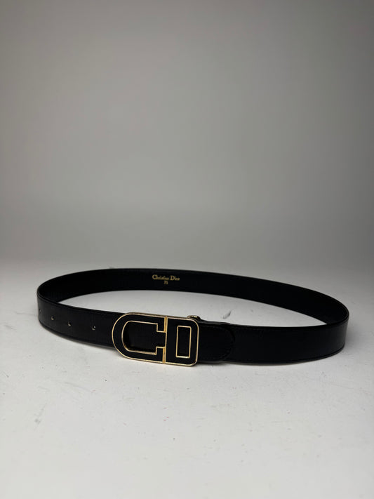 Vintage Dior Leather Belt Black