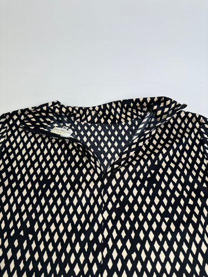 Vintage Balenciaga Diamond Pattern Top Navy Cream M