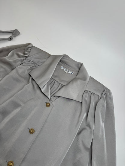 Vintage Yves Saint Laurent Silk Blouse silver 38/M