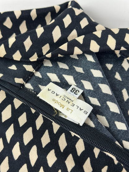 Vintage Balenciaga Diamond Pattern Top Navy Cream M