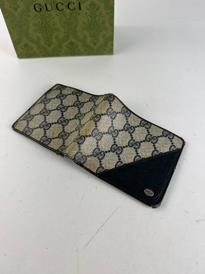 Vintage Gucci Ophidia Monogram Leather wallet navy gray