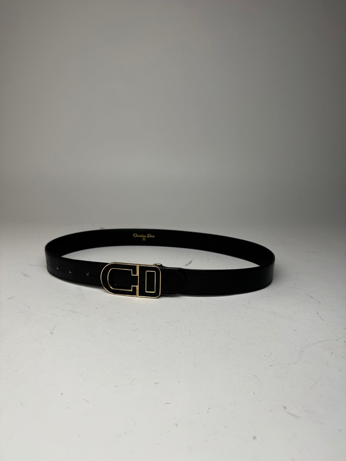 Vintage Dior Leather Belt Black