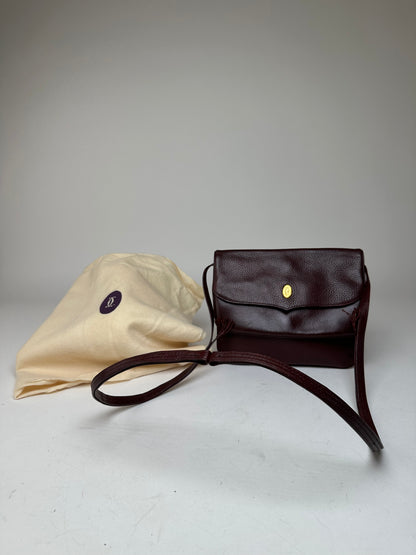Vintage Cartier Leather Shoulder Bag Burgundy