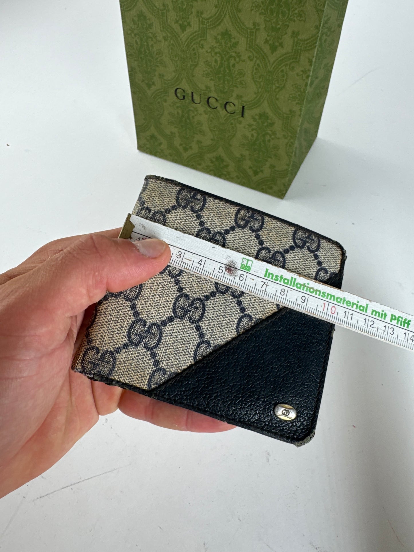 Vintage Gucci Ophidia Monogram Leather wallet navy gray