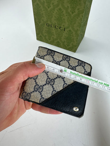 Vintage Gucci Ophidia Monogram Leather wallet navy gray