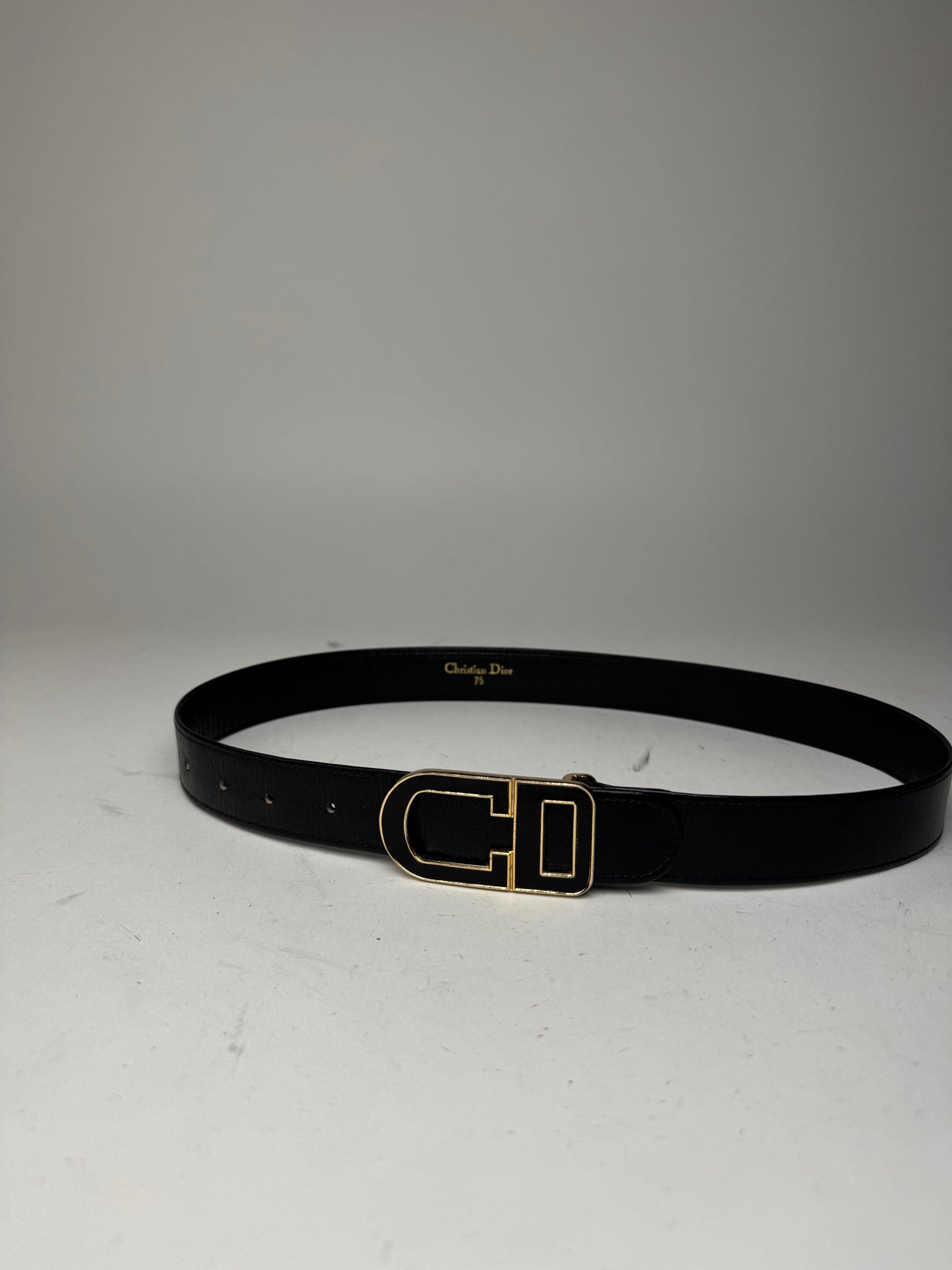 Vintage Dior Leather Belt Black