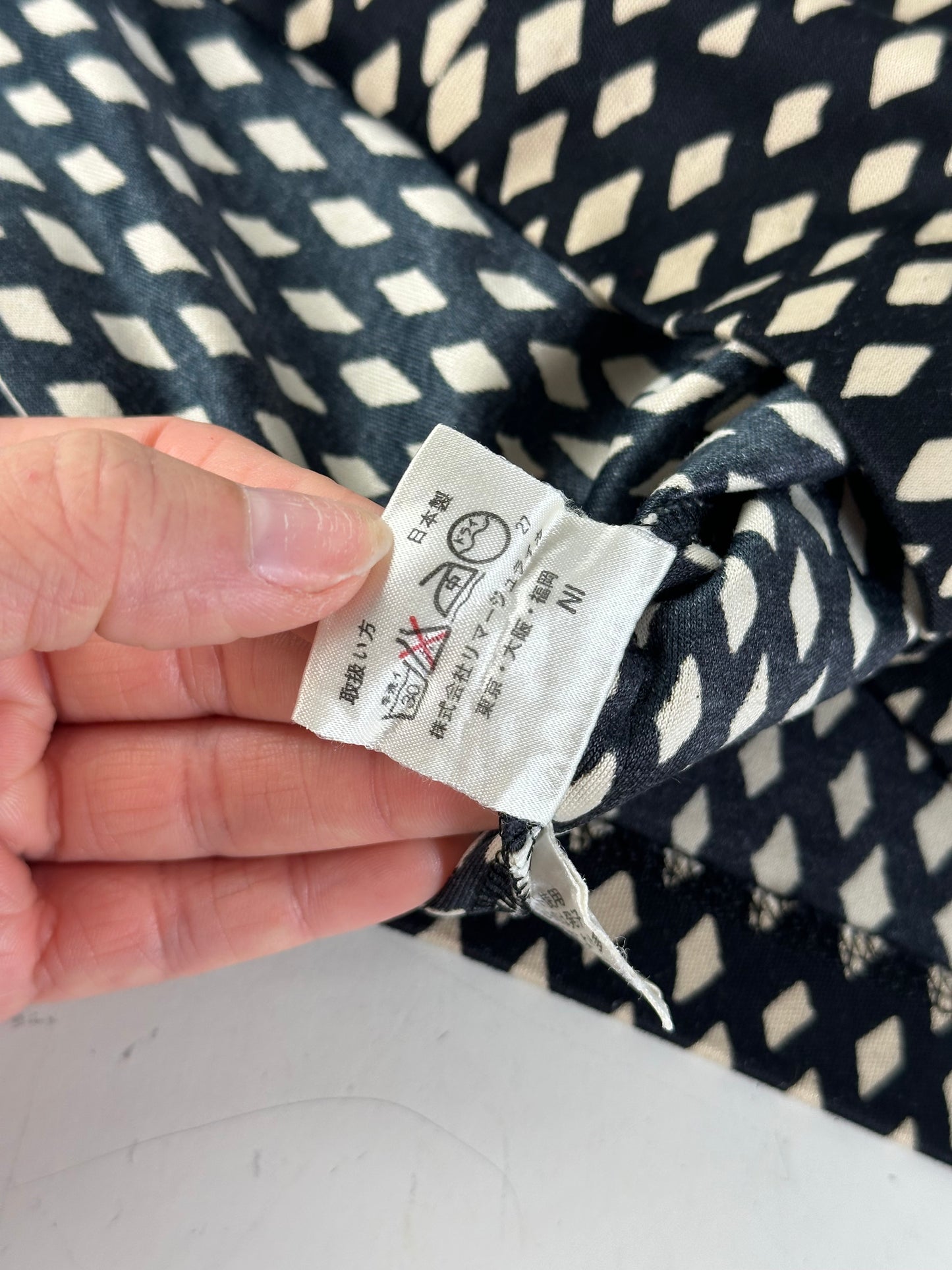 Vintage Balenciaga Diamond Pattern Top Navy Cream M