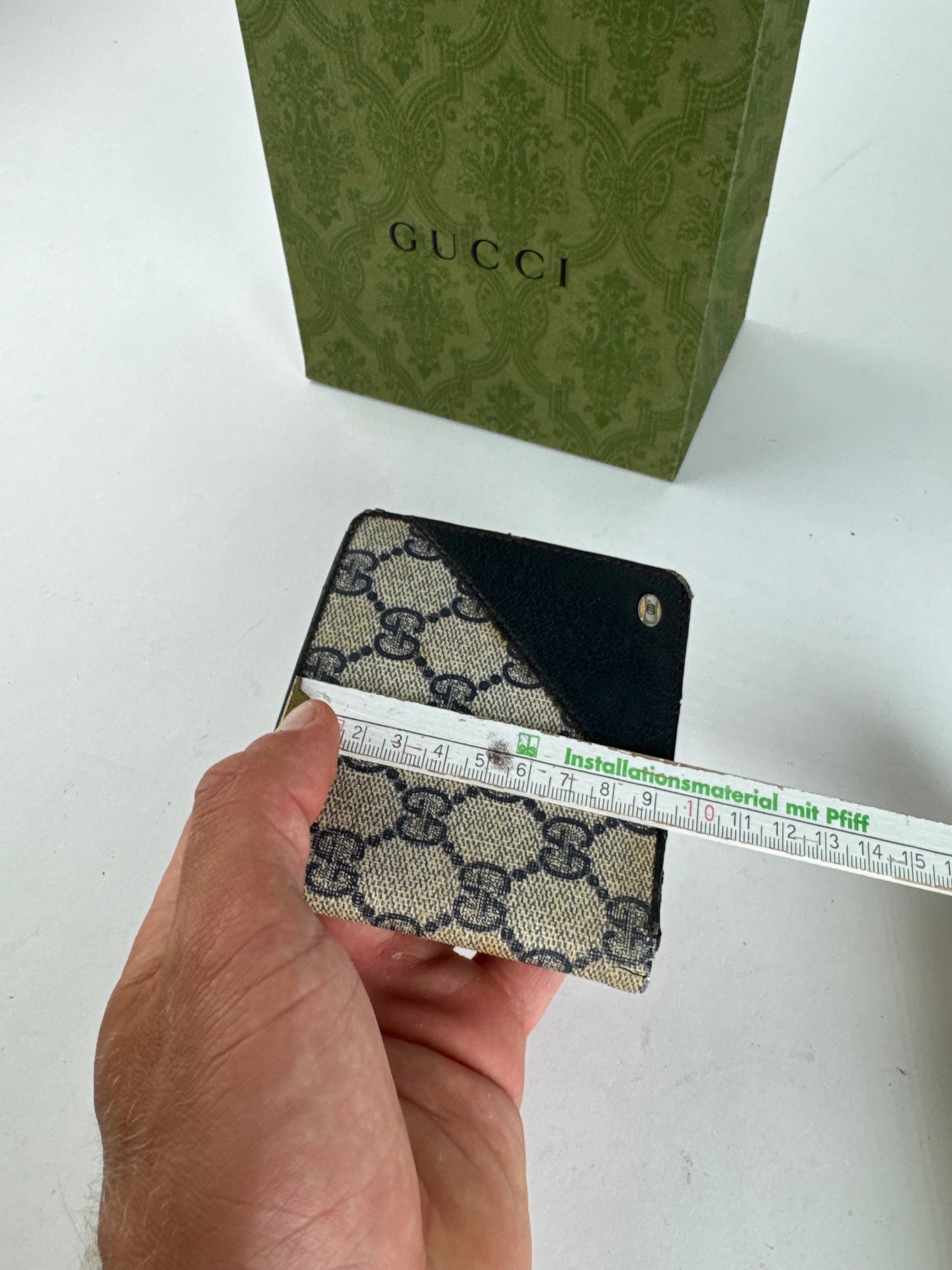 Vintage Gucci Ophidia Monogram Leather wallet navy gray