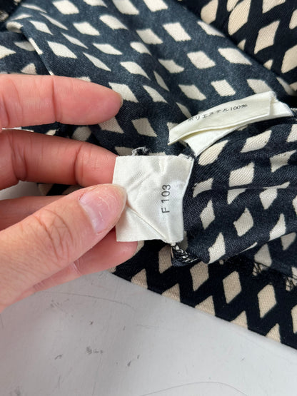 Vintage Balenciaga Diamond Pattern Top Navy Cream M