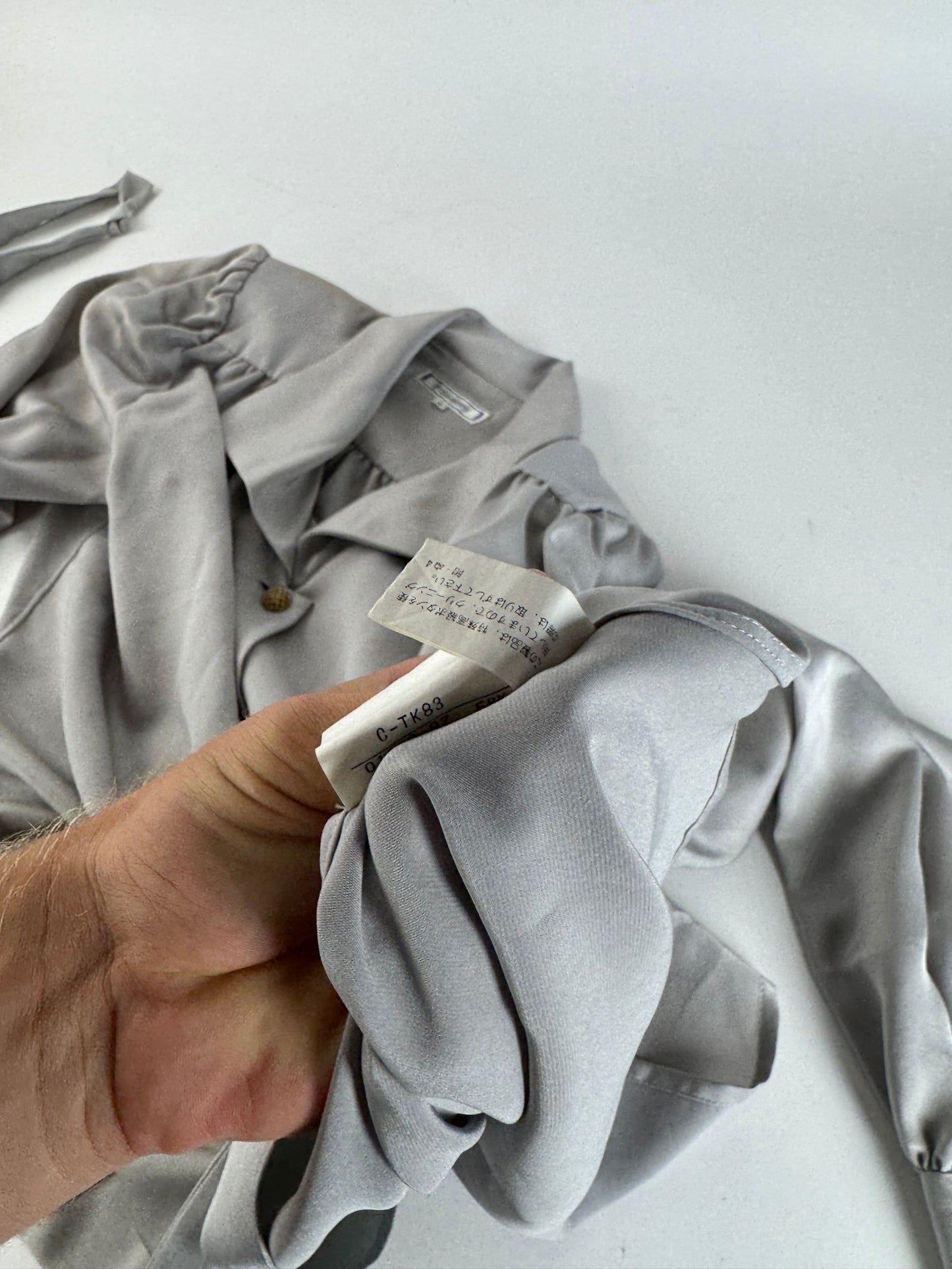 Vintage Yves Saint Laurent Silk Blouse silver 38/M