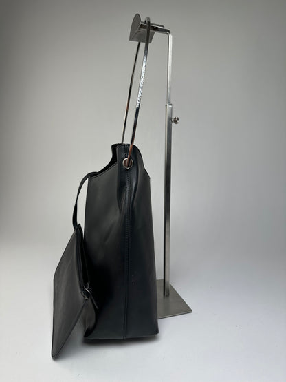Vintage Gucci Soft Leather Shoulder Bag Y2K Black Silver