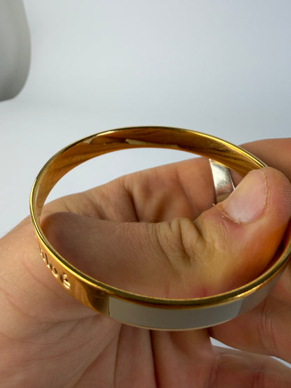 Vintage Chloé Enamel Inlay Bangle Gold Taupe