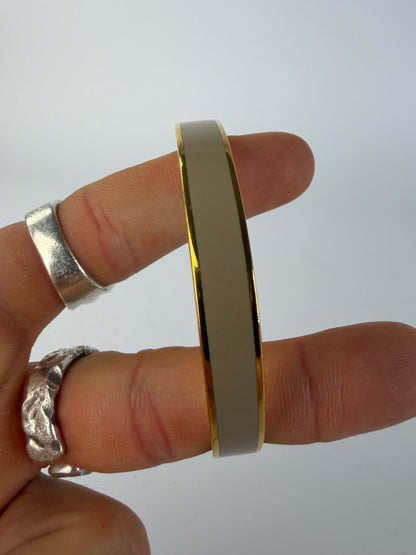 Vintage Chloé Enamel Inlay Bangle Gold Taupe