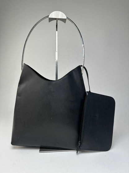 Vintage Gucci Soft Leather Shoulder Bag Y2K Black Silver
