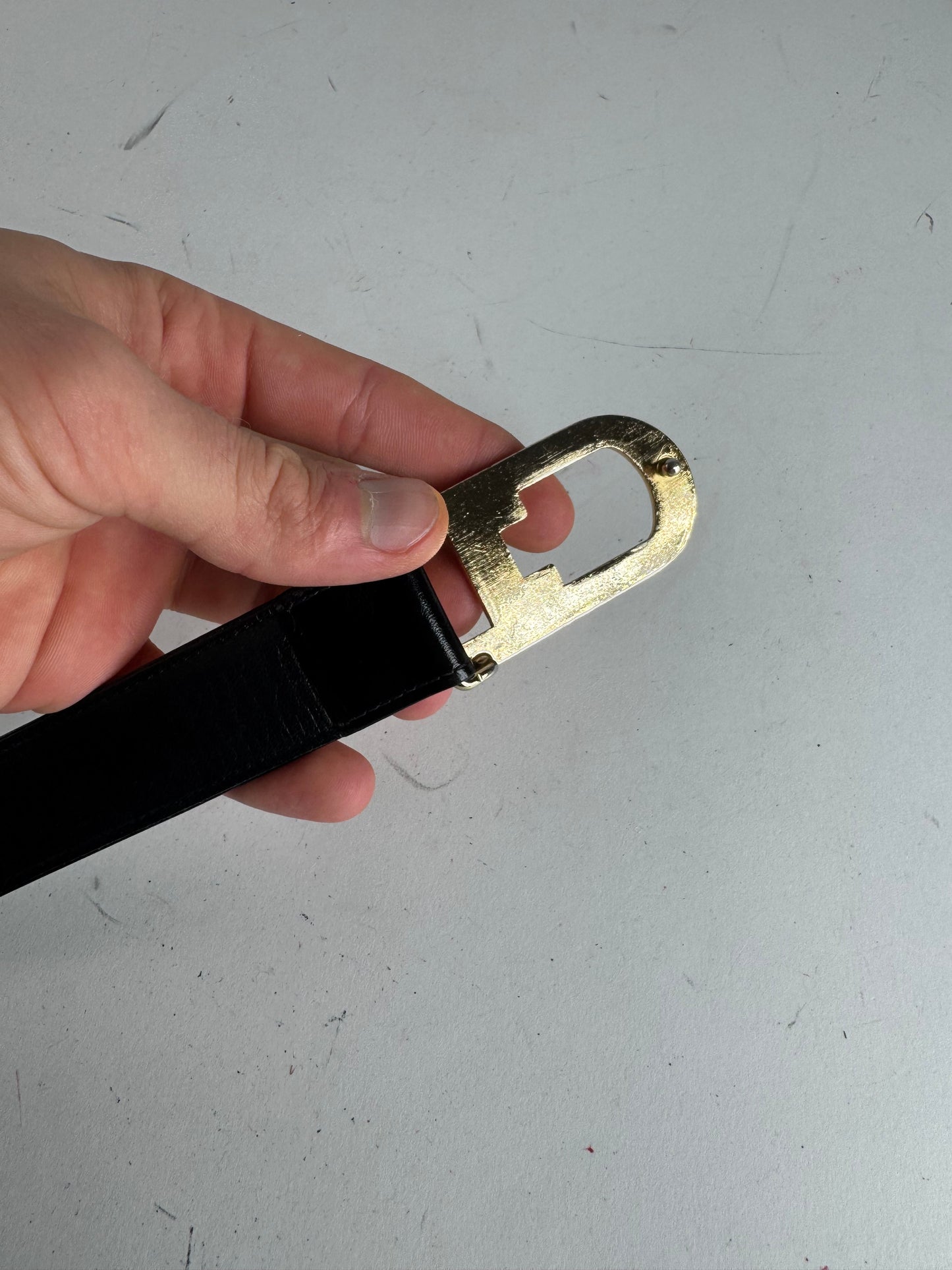 Vintage Dior Leather Belt Black