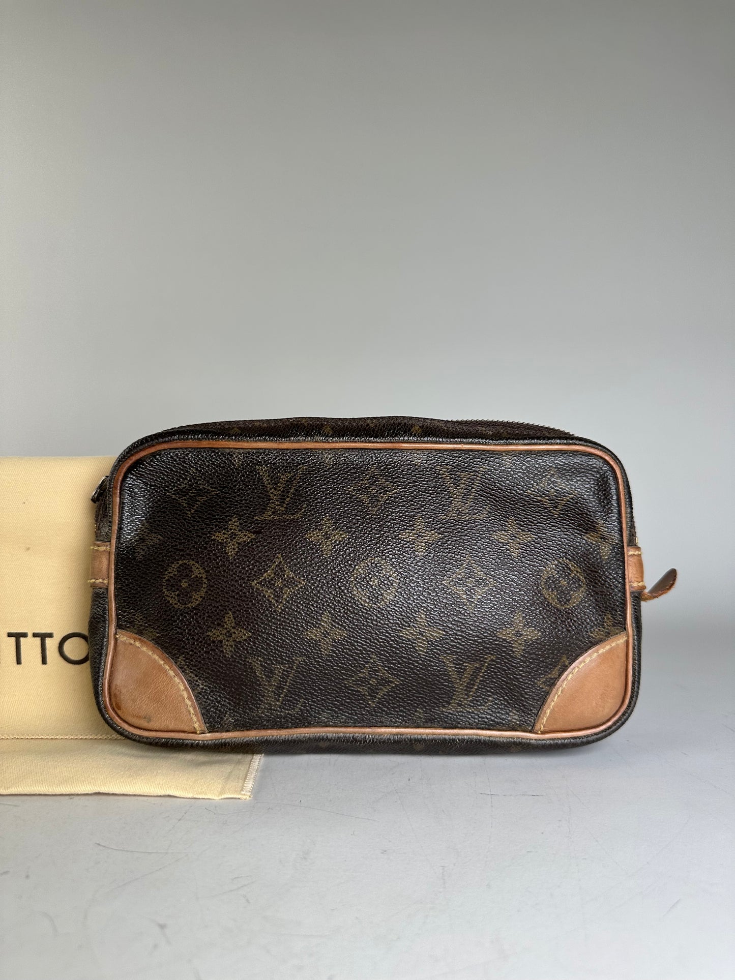 Vintage Louis Vuitton Monogram Canvas Cosmetic Pouch Brown