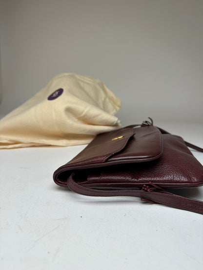 Vintage Cartier Leather Shoulder Bag Burgundy