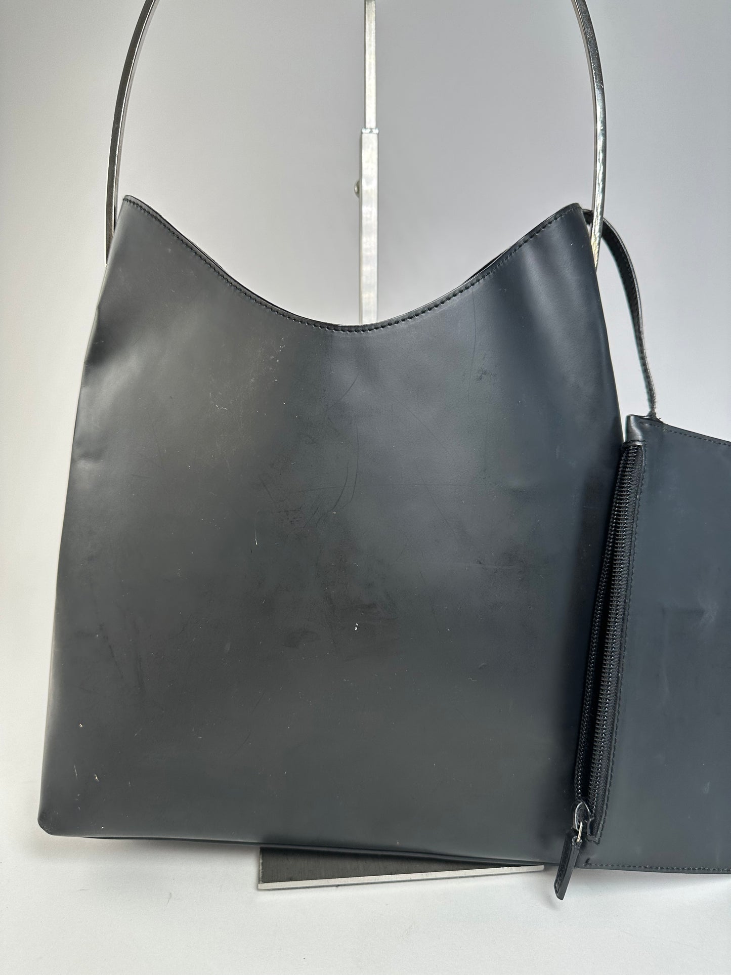 Vintage Gucci Soft Leather Shoulder Bag Y2K Black Silver