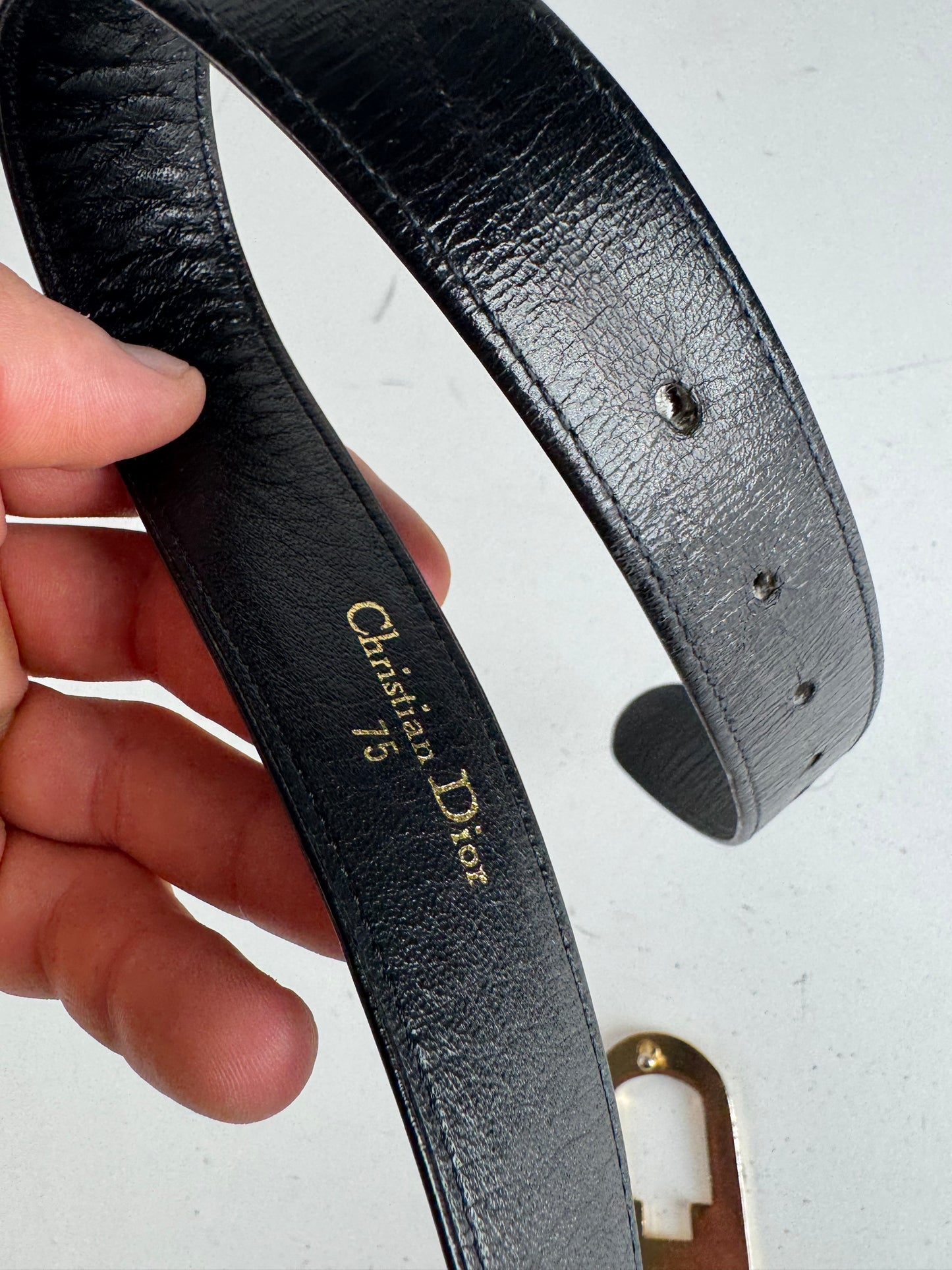 Vintage Dior Leather Belt Black