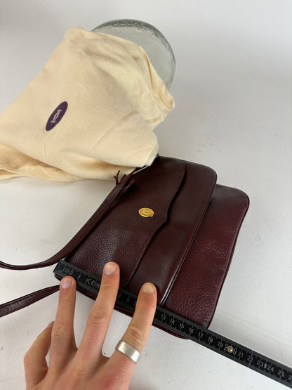 Vintage Cartier Leather Shoulder Bag Burgundy