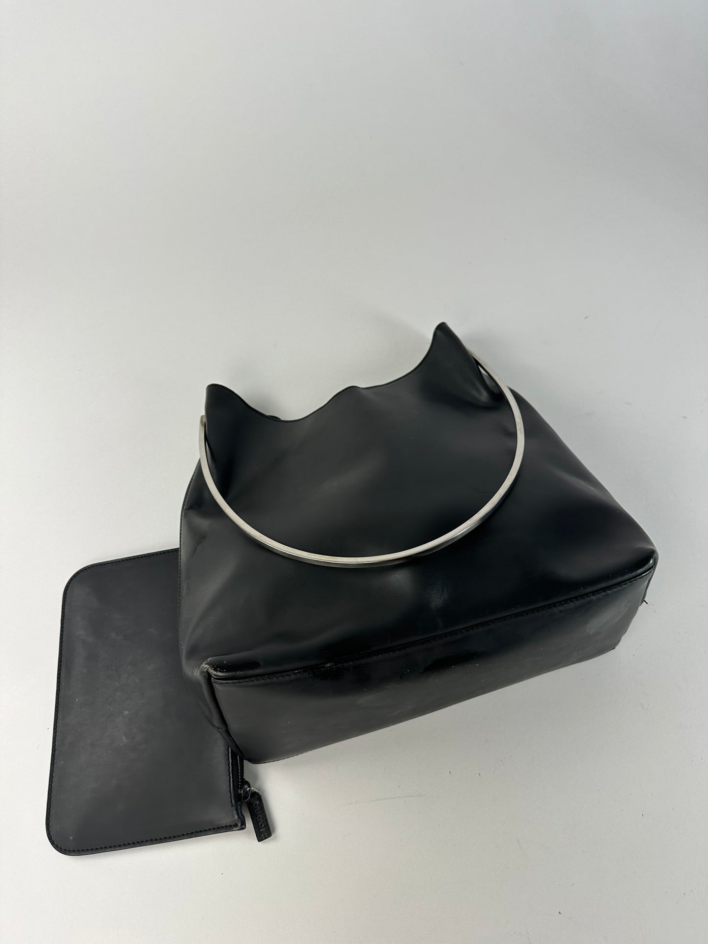 Vintage Gucci Soft Leather Shoulder Bag Y2K Black Silver