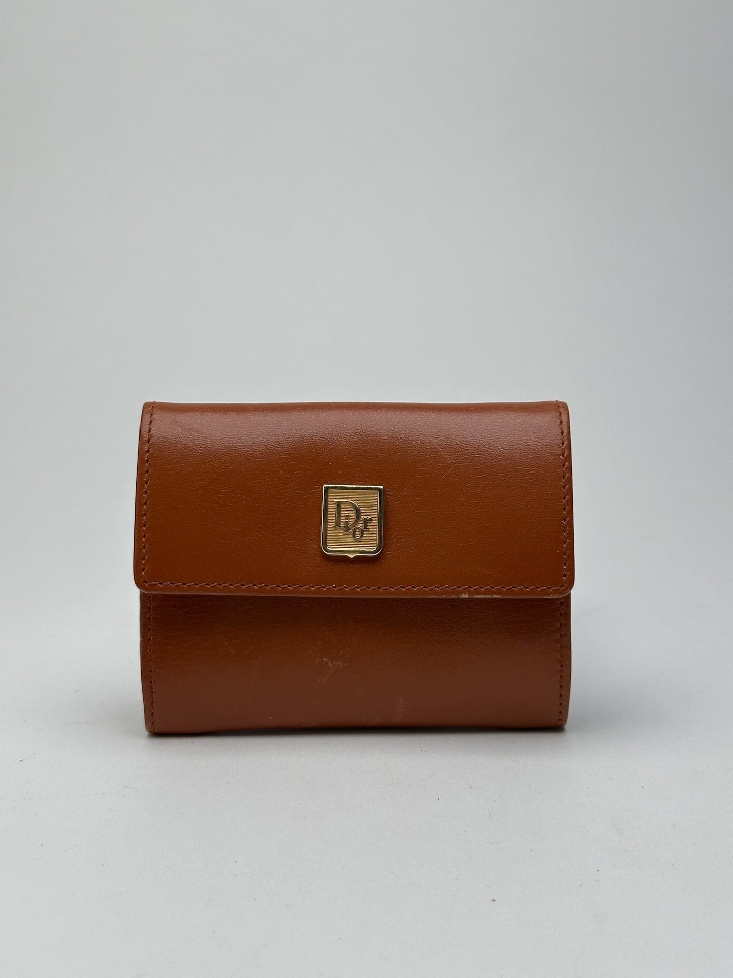 Porte-cartes vintage Dior en cuir marron