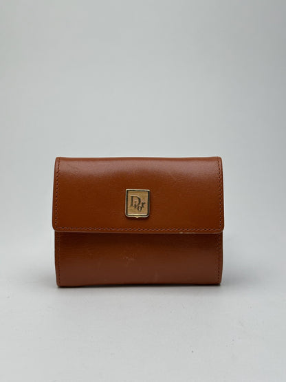 Porte-cartes vintage Dior en cuir marron