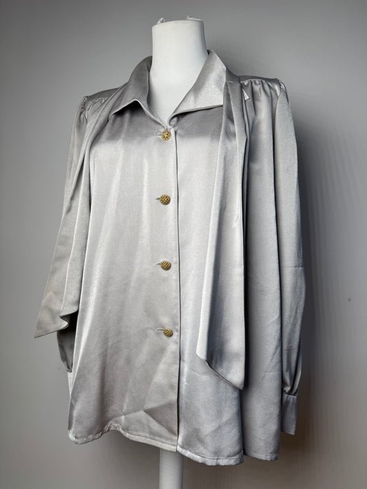 Vintage Yves Saint Laurent Silk Blouse silver 38/M