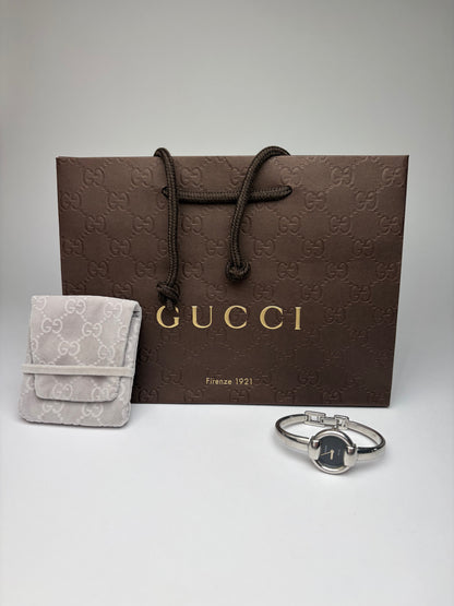 Vintage Gucci Timeless Stainless Steel Bracelet Watch Black Silver