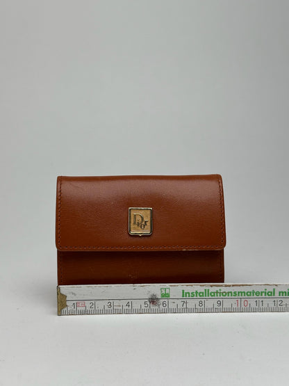 Porte-cartes vintage Dior en cuir marron