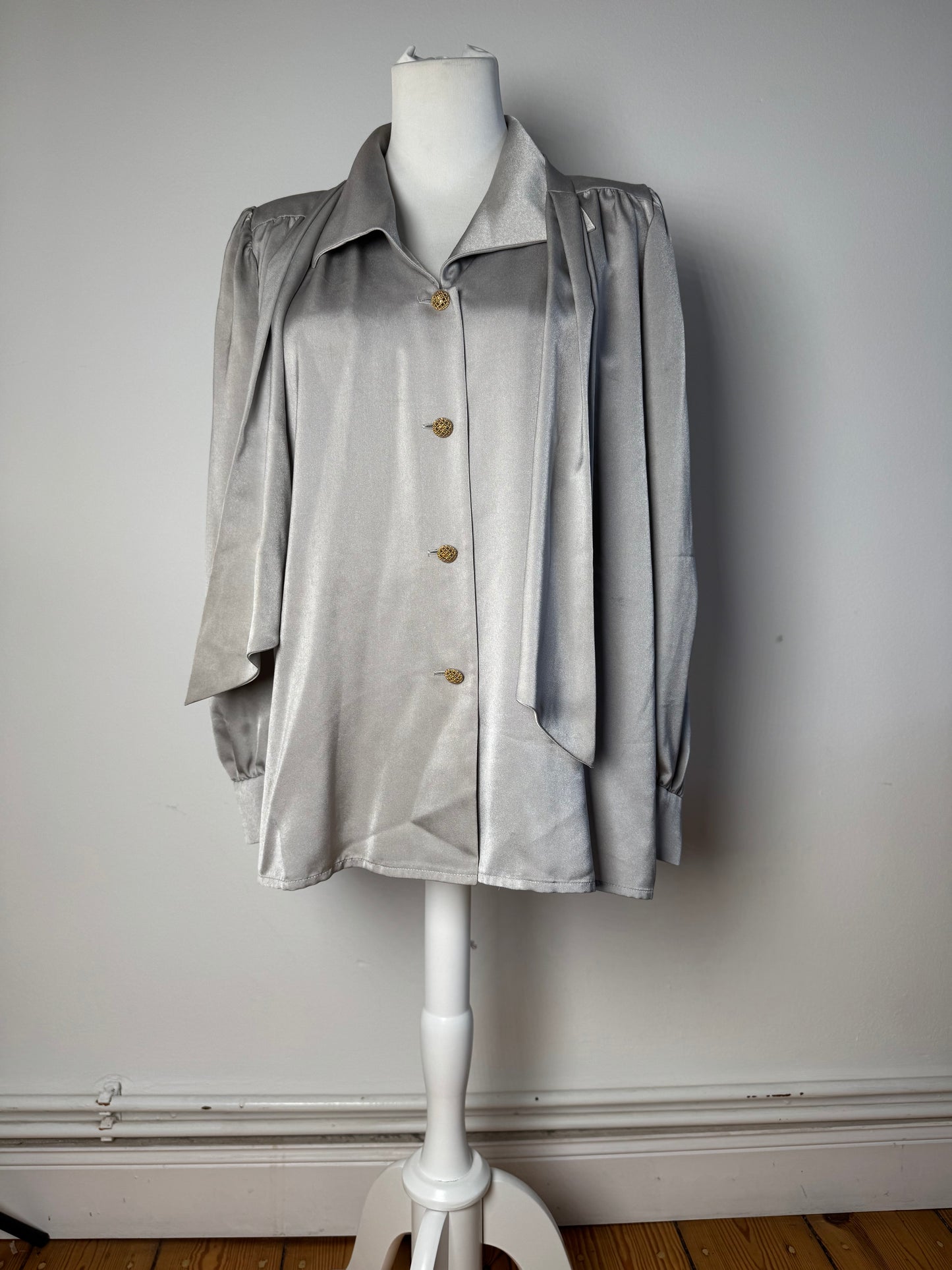 Vintage Yves Saint Laurent Silk Blouse silver 38/M