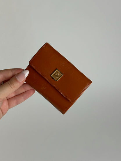 Porte-cartes vintage Dior en cuir marron