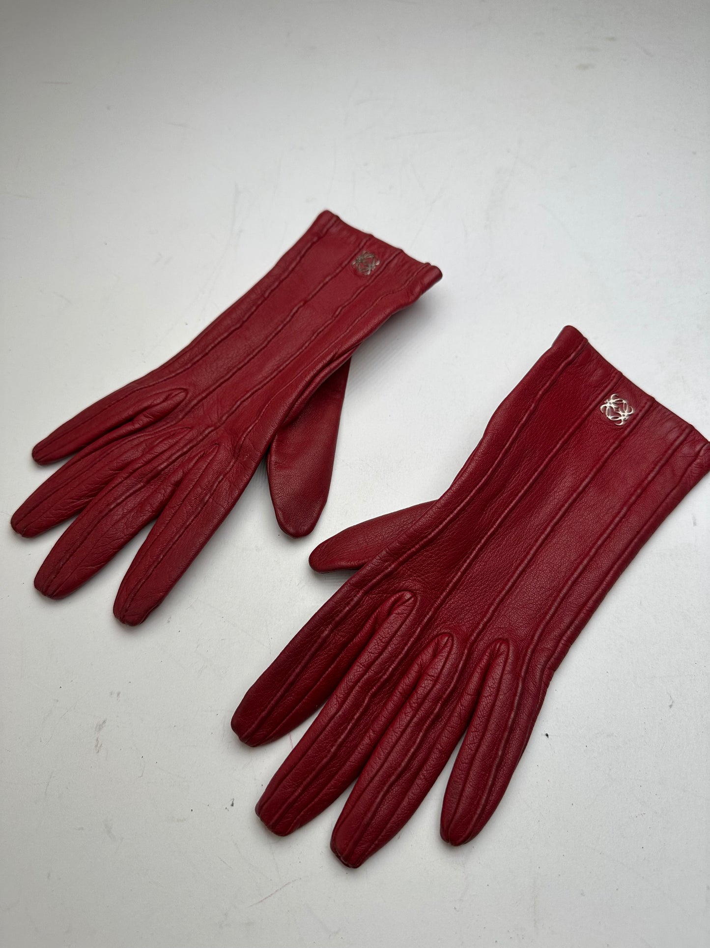 Vintage Loewe Leather Gloves Red