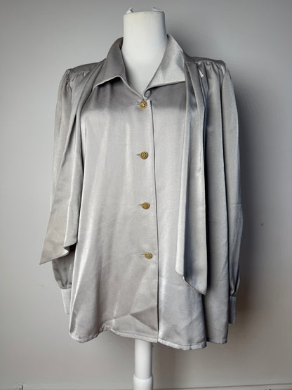 Vintage Yves Saint Laurent Silk Blouse silver 38/M
