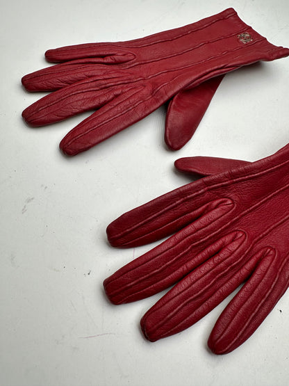 Vintage Loewe Leather Gloves Red