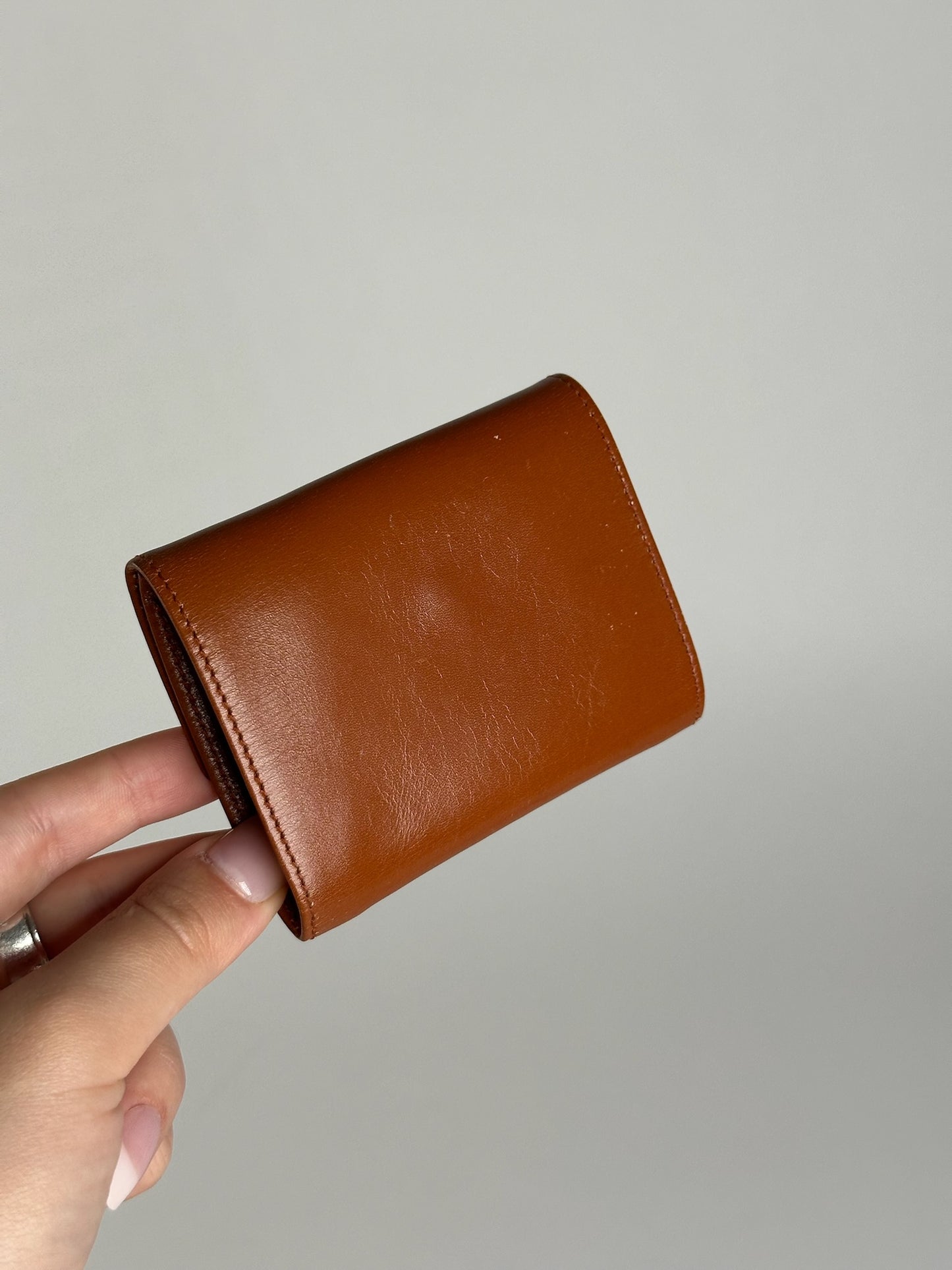 Porte-cartes vintage Dior en cuir marron