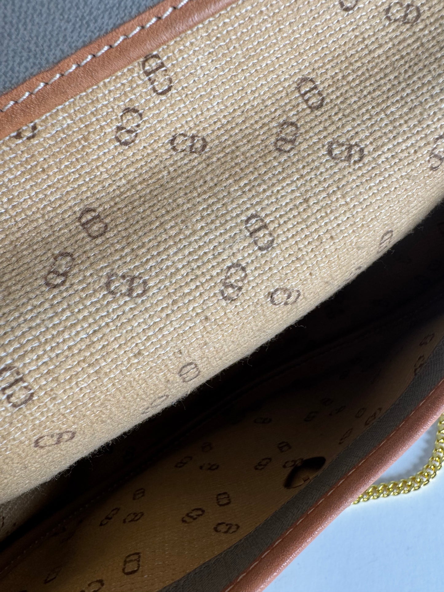 Vintage Dior Leather Bag Grey Brown