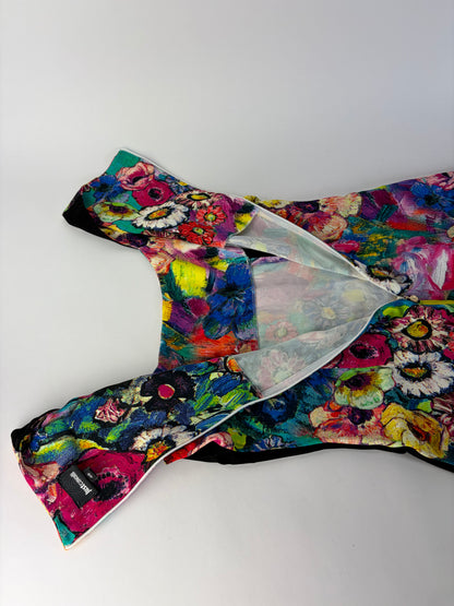 Vintage Roberto Cavalli Floral Print Structured Dress Multicolor L